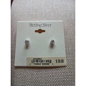 New Sterling Silver Stud Earrings with Cubic Zirconia Stones
